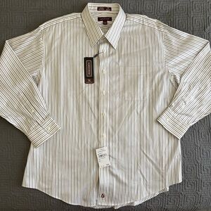 Nordstrom Men's Striped White and Black/Tan Dress Shirt